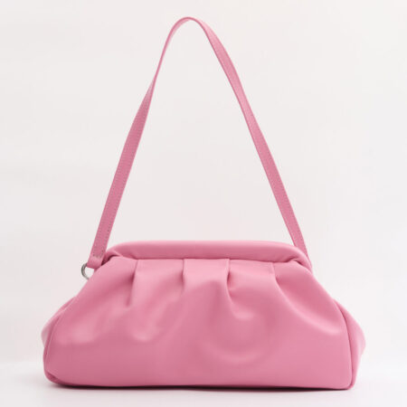 DIMI ΔΕΡΜΑΤΙΝΗ CLUTCH ΤΣΑΝΤΑ ΡΟΖ-LEATHER TWIST