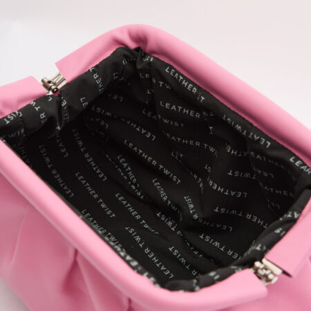 DIMI ΔΕΡΜΑΤΙΝΗ CLUTCH ΤΣΑΝΤΑ ΡΟΖ-LEATHER TWIST