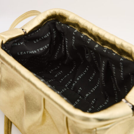 DIMI ΔΕΡΜΑΤΙΝΗ CLUTCH ΤΣΑΝΤΑ ΧΡΥΣΗ-LEATHER TWIST