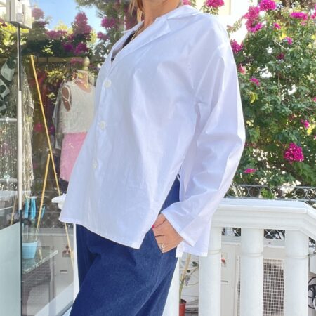BORDEAUX COTTON LAPEL SHIRT-BLACK COTTON LAPEL SHIRT-WHITE COTTON LAPEL SHIRT - CKONTOVA