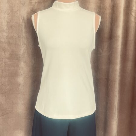 WHITE SLEEVELESS TURTLENECK TOP - BLACK SLEEVELESS TURTLENECK TOP -CKONTOVA