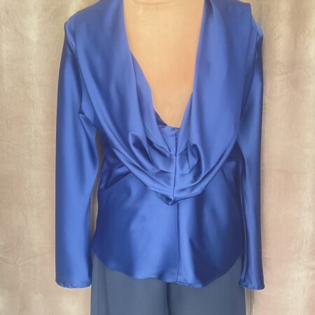 BLUE SLEEK DRAPPING BLOUSE-CKONTOVA