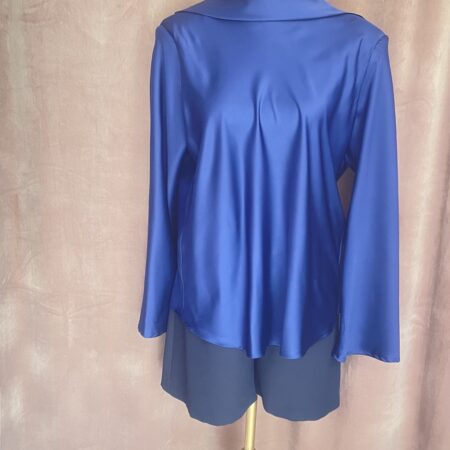 BLUE SLEEK DRAPPING BLOUSE-CKONTOVA