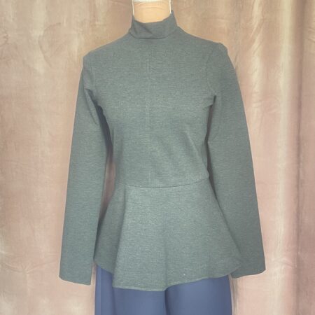 DARK GREY PEPLUM BLOUSE-CKONTOVA