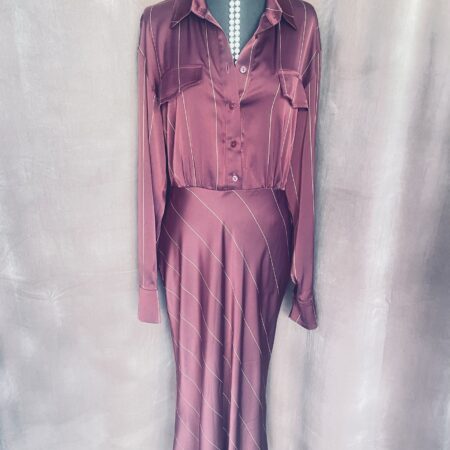 BORDEAUX BUTTON DOWN DRESS