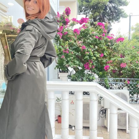 KHAKI LINEAR COAT-CKONTOVA