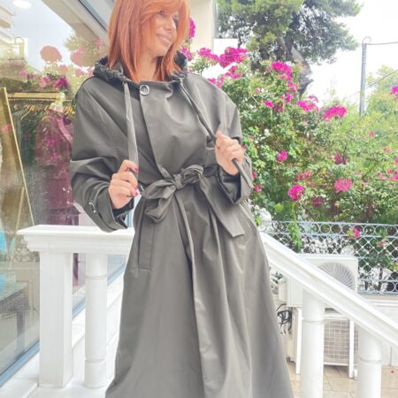 KHAKI LINEAR COAT-CKONTOVA