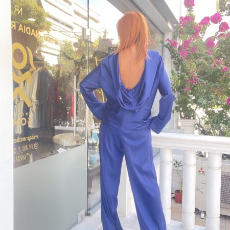 BLUE SLEEK DRAPPING BLOUSE-CKONTOVA