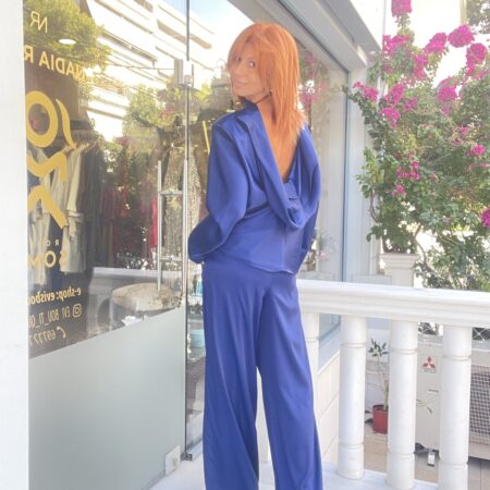 BLUE SLEEK DRAPPING BLOUSE-CKONTOVA