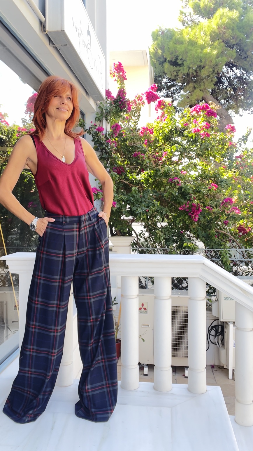 IMG_2163 NAVY PLAID LOOSE PANTS -CKONTOVA